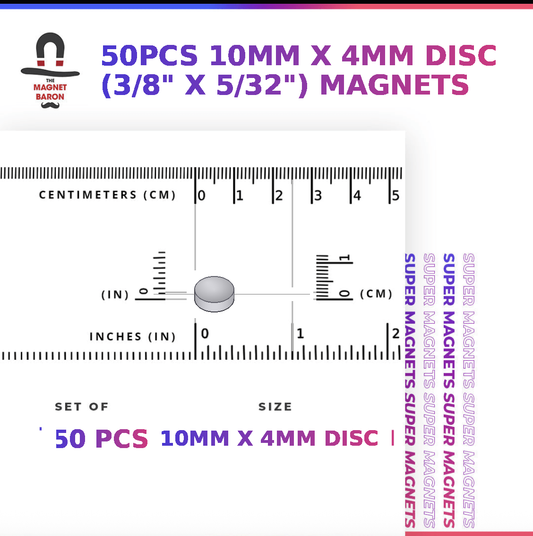 50pcs 10mm x 4mm (Approximately 3/8" x 5/32") Disc Magnets