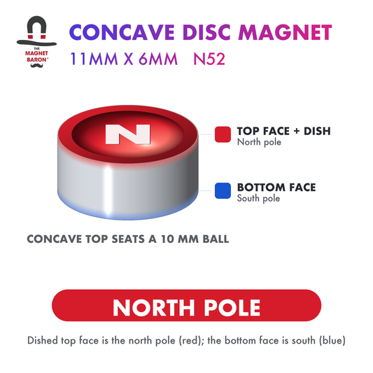 10pcs 11mm x 6mm (Approximately 15/32" x 1/4") Concave Disc Magnets