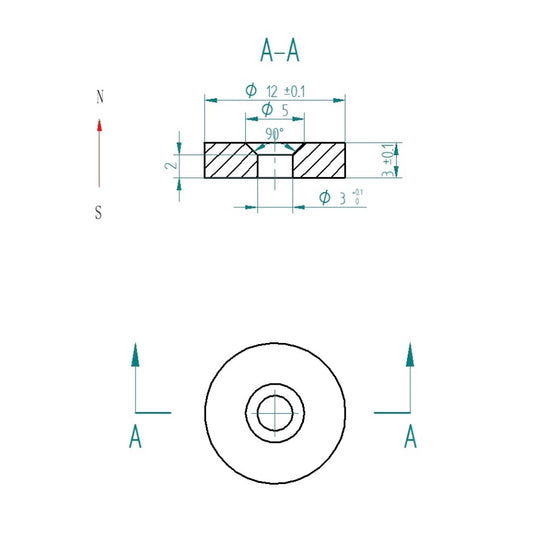 20pcs 12mm x 3mm (Approximately 1/2" x 1/8") Countersunk Ring Magnets