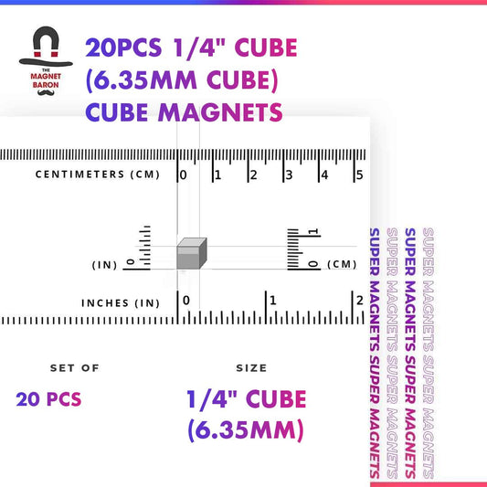20pcs 1/4" Cube Magnets