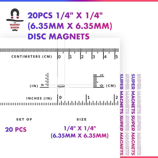20pcs 1/4" x 1/4" Disc Magnets