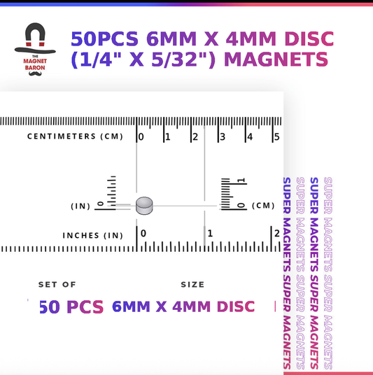 50pcs 6mm x 4mm N52 neodymium disc magnets - Magnet Baron