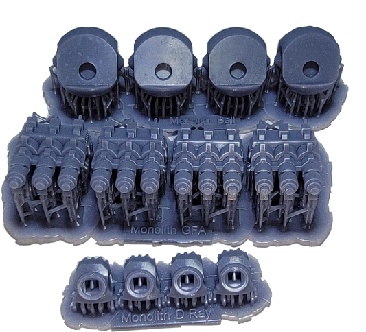 Necron Monolith Magnetization Kit printed parts - Gun Balls, Gauss Flux Arcs and Death Rays on sprues