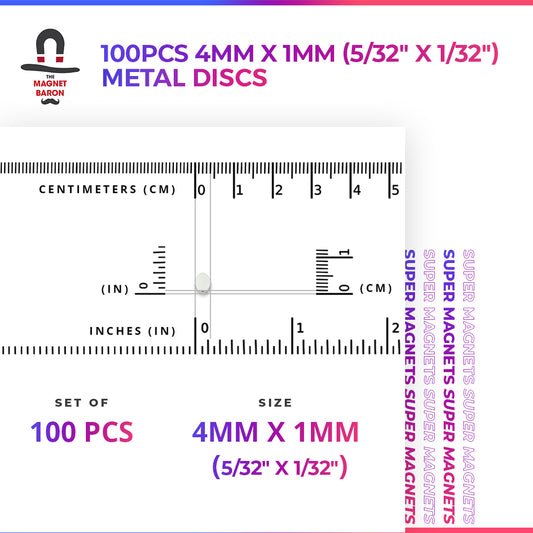 Metal Discs 100pcs 4mm x 1mm (Approximately 5/32" x 1/32")