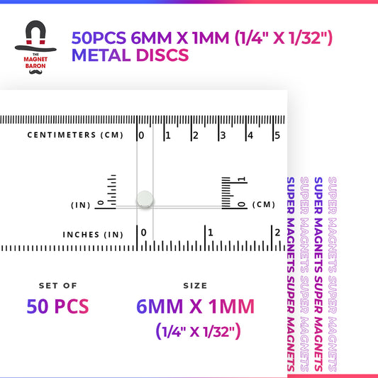 Metal Discs 50pcs 6mm x 1mm (Approximately 1/4" x 1/32")