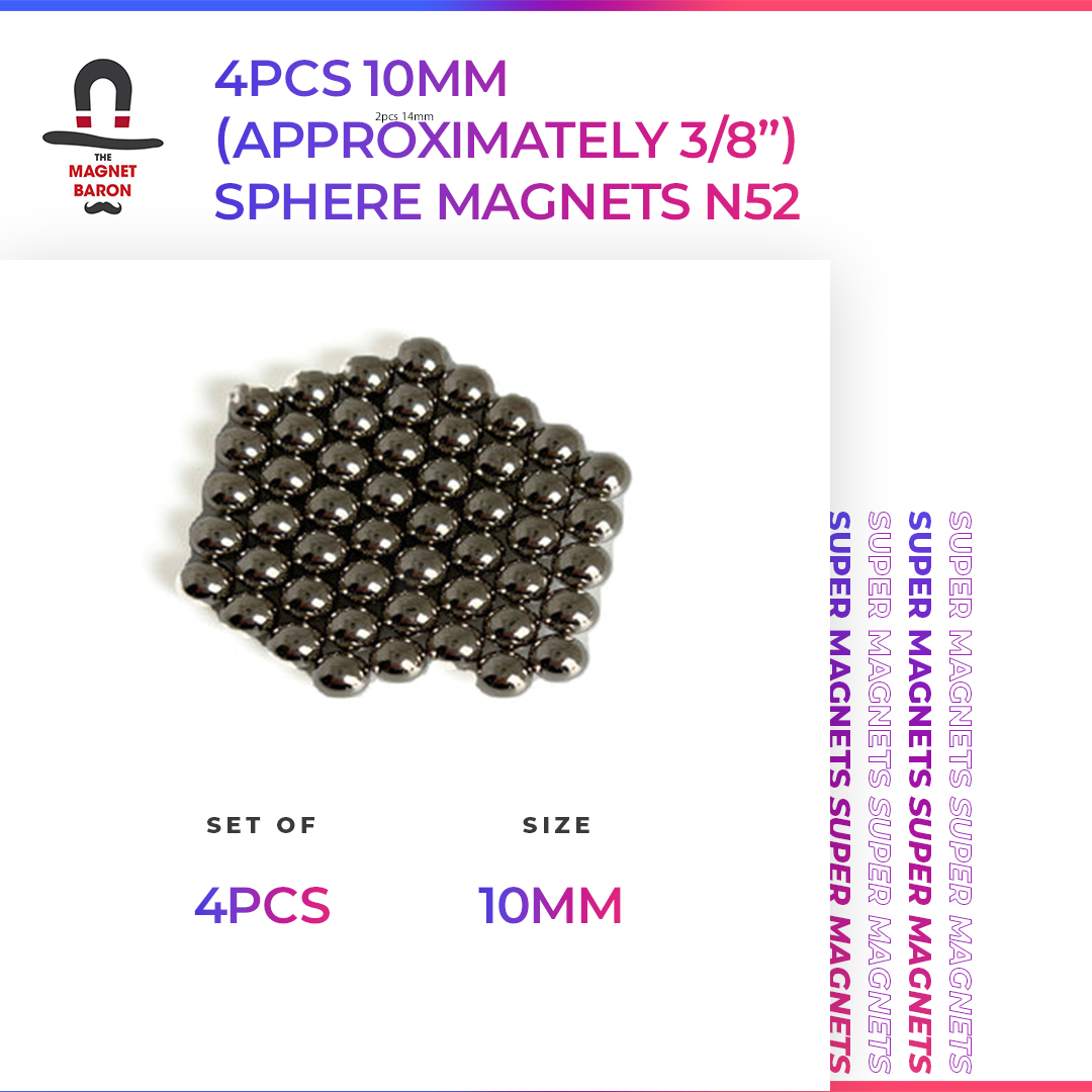 4pcs 10mm (Approximately 3/8") Sphere Magnets N52