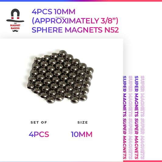 4pcs 10mm (Approximately 3/8") Sphere Magnets N52