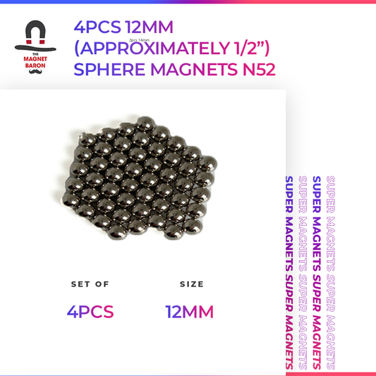 4pcs 12mm (Approximately 1/2") Sphere Magnets N52