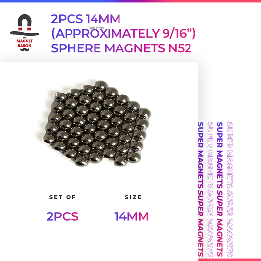 2pcs 14mm (Approximately 9/16") Sphere Magnets N52
