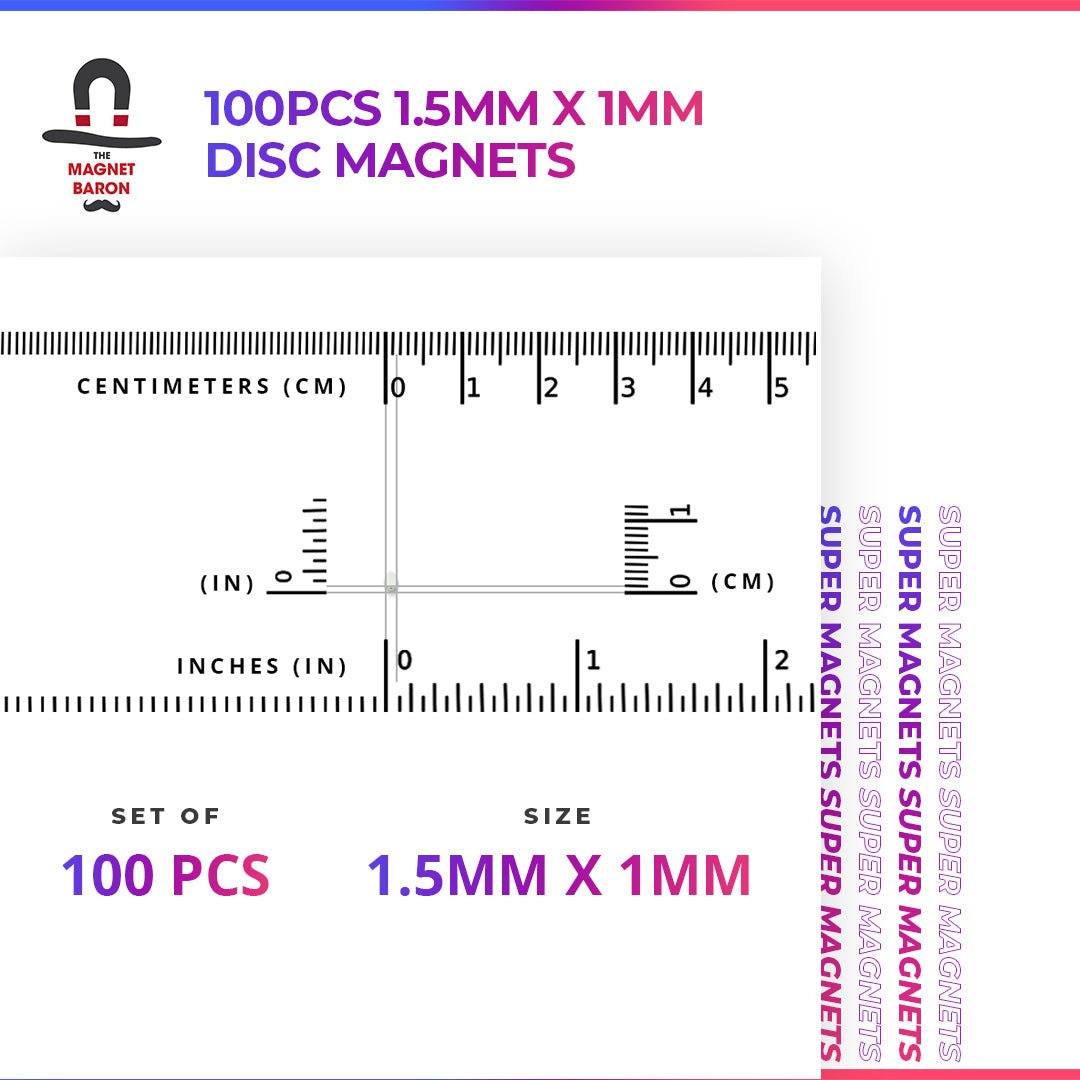 100pcs 1.5mm x 1mm Disc Magnets - Magnet Baron