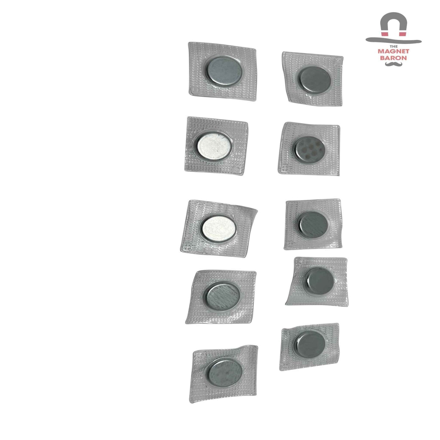 Sew-in magnets sewn into fabric showing hidden magnetic snap closure