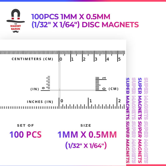 100pcs N45UH 1mm x 0.5mm (Approximately 1/32" x 1/64") Disc Magnets Ultra High Temperature