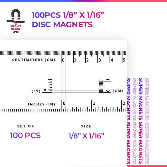 100pcs 1/8" x 1/16" Disc Magnets - Magnet Baron