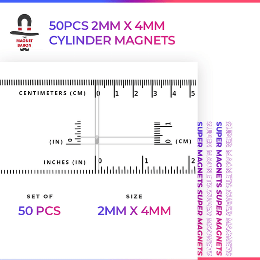100pcs 2mm x 4mm (Approximately 1/16" x 5/32") Cylinder Magnets - Magnet Baron