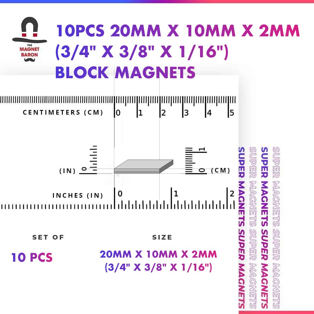 10pcs 20mm x 10mm x 2mm Block Magnets
