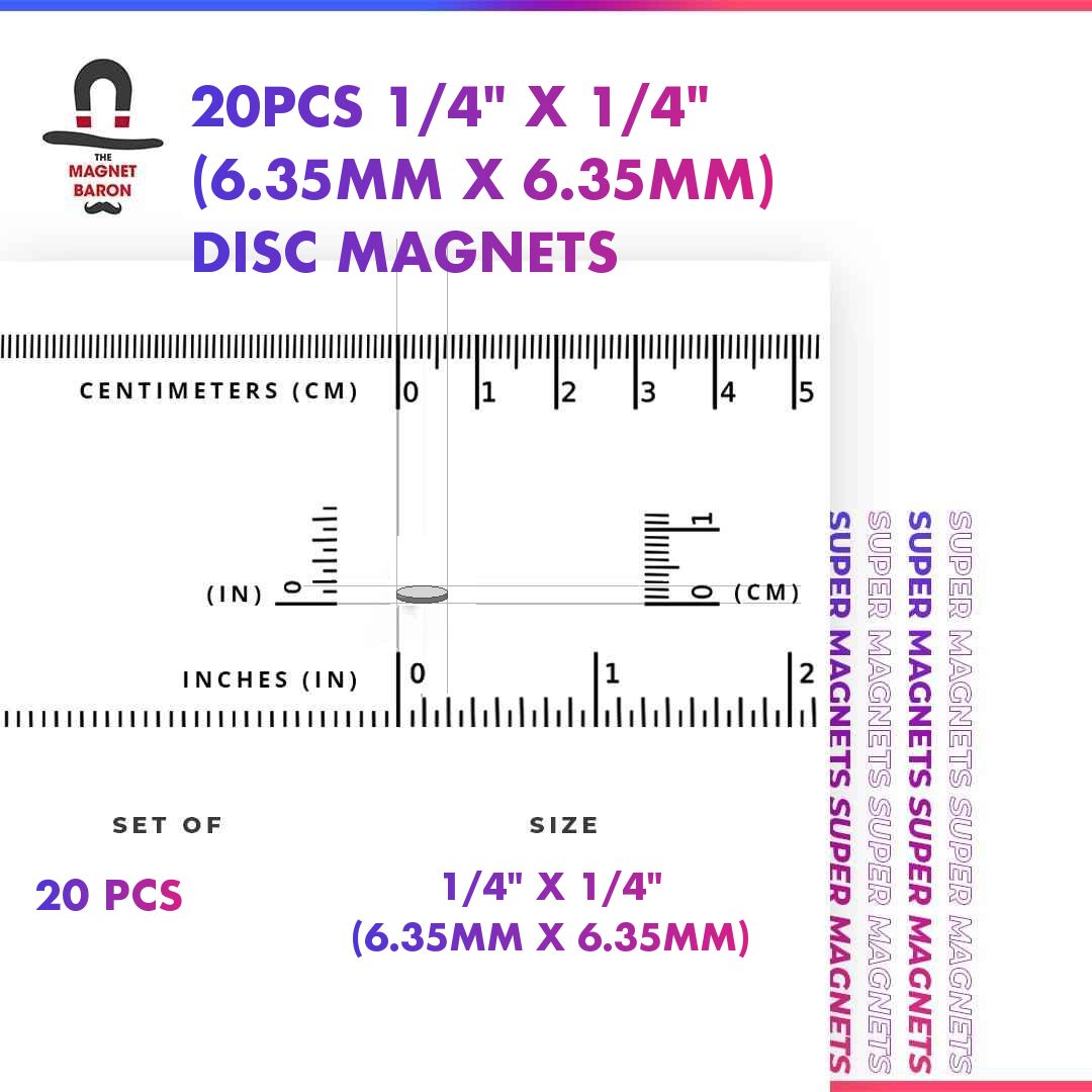 20pcs 1/4" x 1/4" Disc Magnets