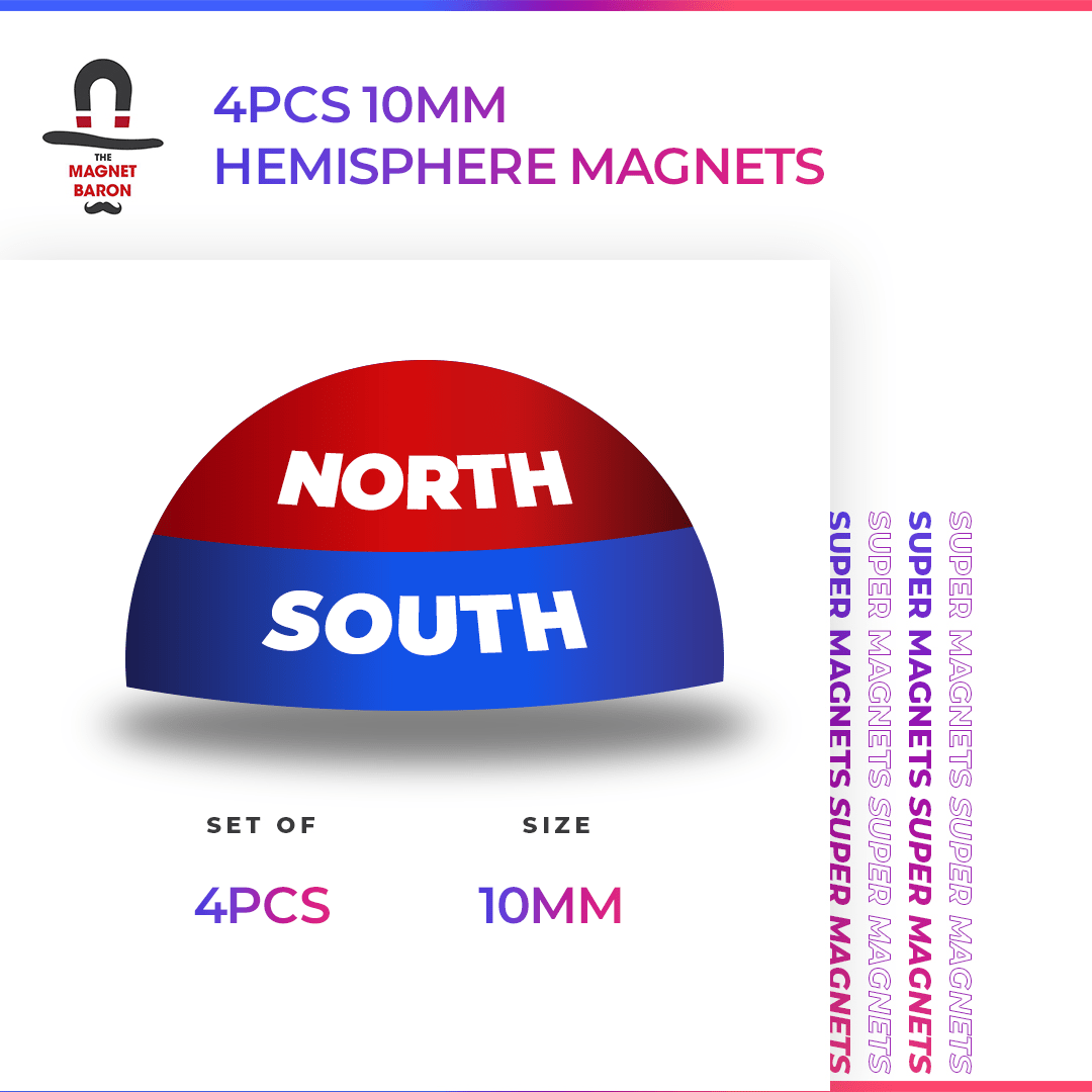 4pcs 10mm (Approximately 3/8") Hemisphere Magnets - Magnet Baron