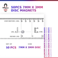 50pcs 7mm x 3mm N52 neodymium disc magnets - Magnet Baron