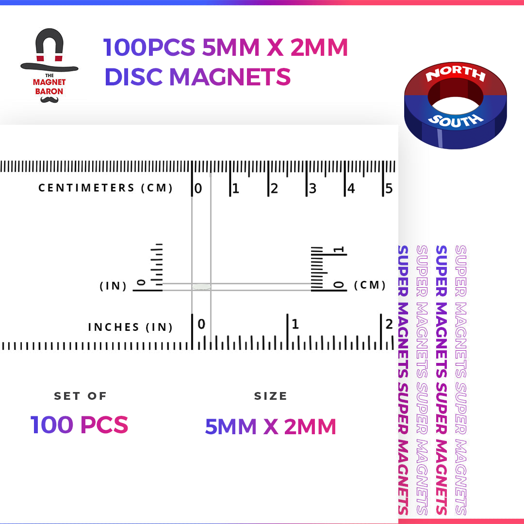 Engineering-Special - Diametrically Magnetized - 50pcs 5mm x 2mm (3/16" x 1/16") Disc Magnets