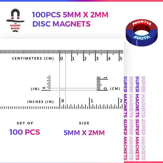 Engineering-Special - Diametrically Magnetized - 50pcs 5mm x 2mm (3/16" x 1/16") Disc Magnets