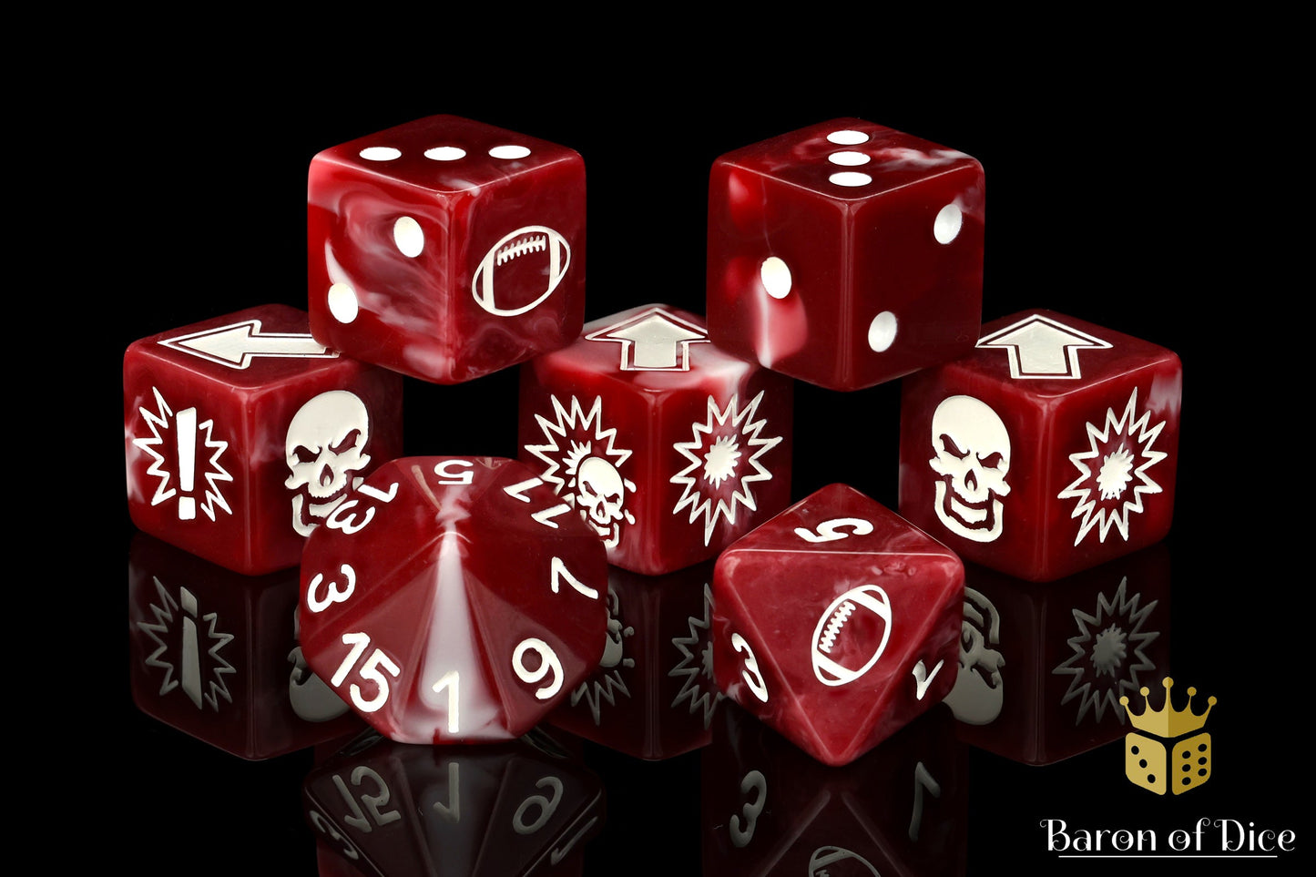 Blood Red - Bloody Football Dice (Set of 7)