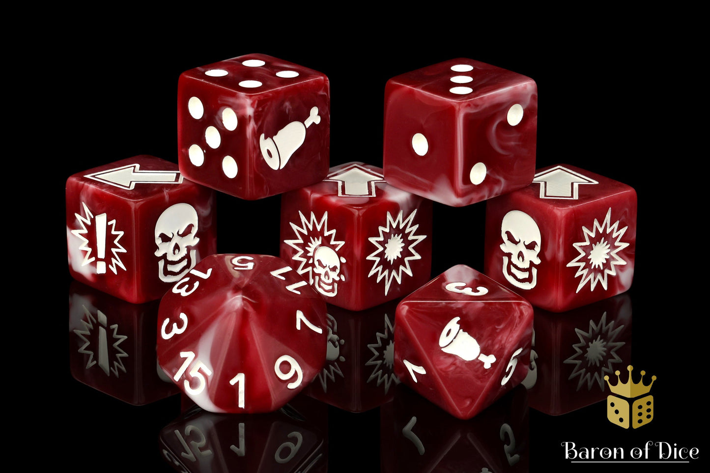 Blood Red - Bloody Football Dice (Set of 7)