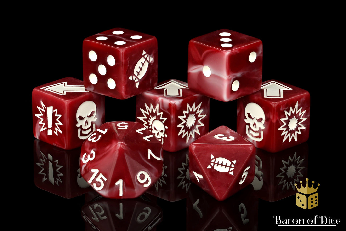 Blood Red - Bloody Football Dice (Set of 7)