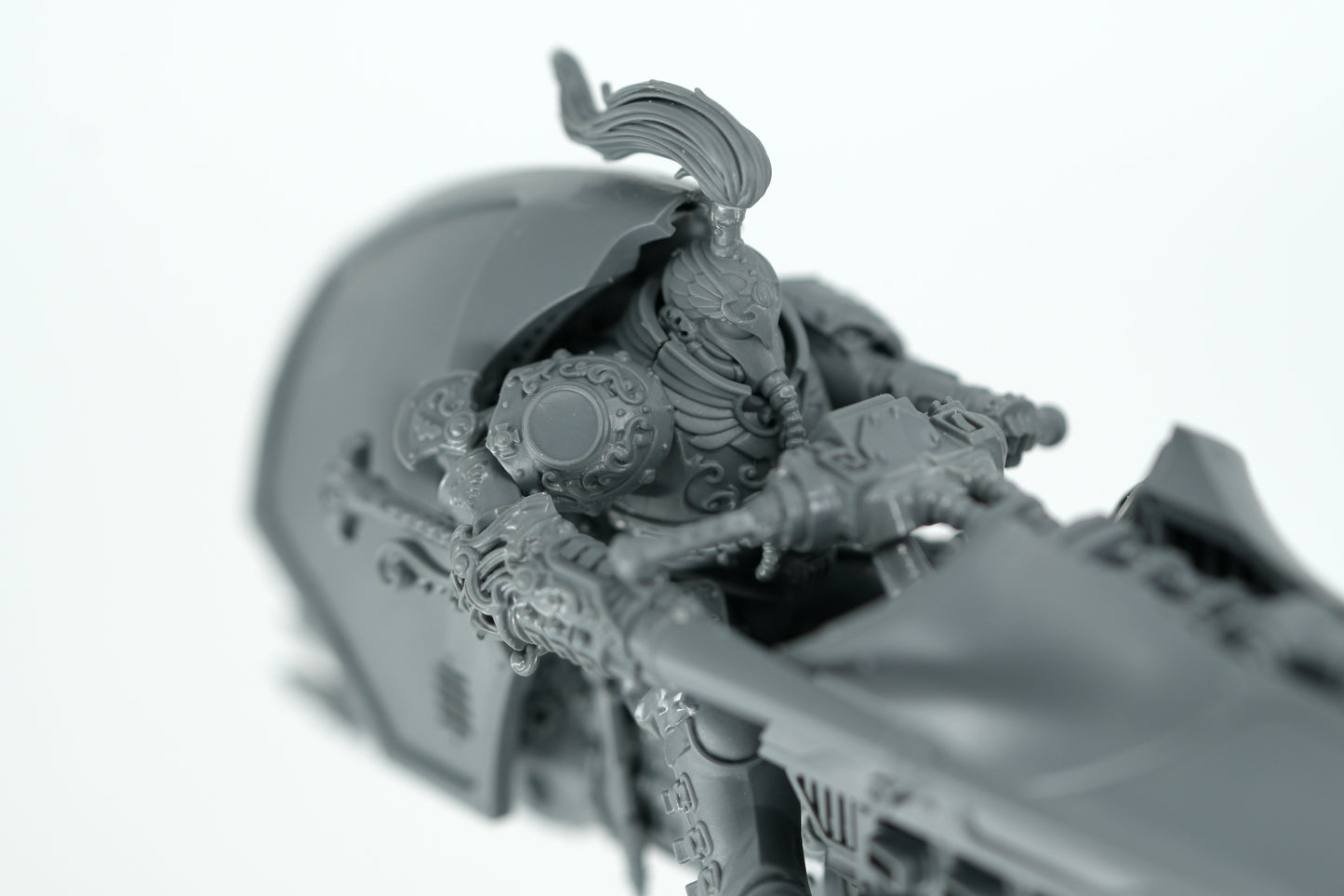 Gyrfalcon Jetbike rider with the magnetized Power Lance arm attached at the right shoulder