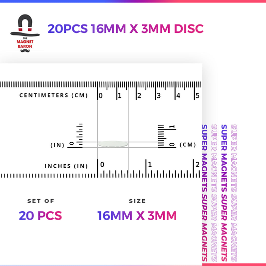 20pcs 16mm x 3mm (5/8" x 1/8") Disc Magnets