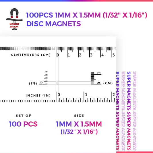 100pcs 1mm x 1.5mm (1/32" x 1/16") Disc Magnets