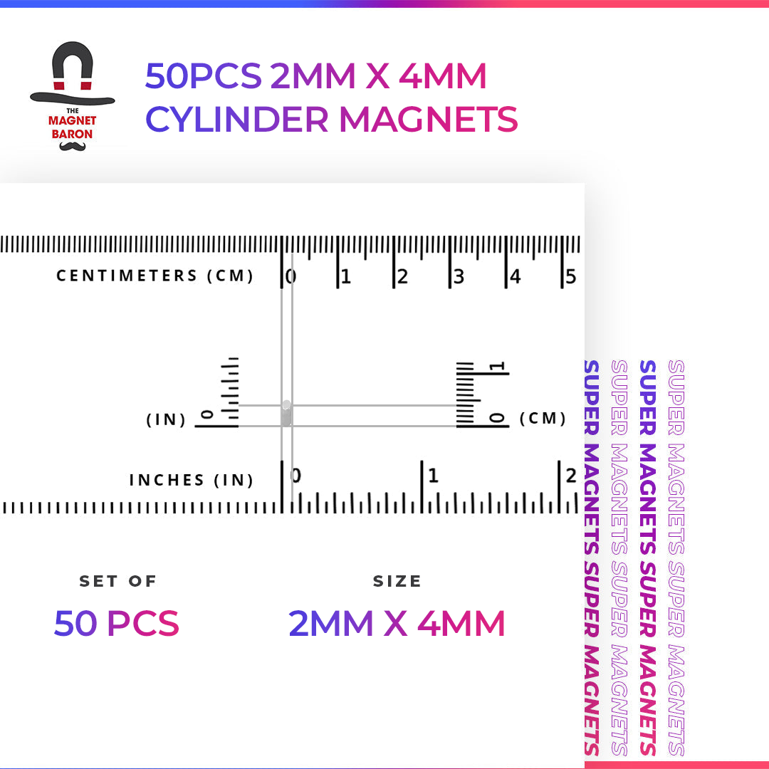 100pcs 2mm x 4mm (Approximately 1/16" x 5/32") Cylinder Magnets