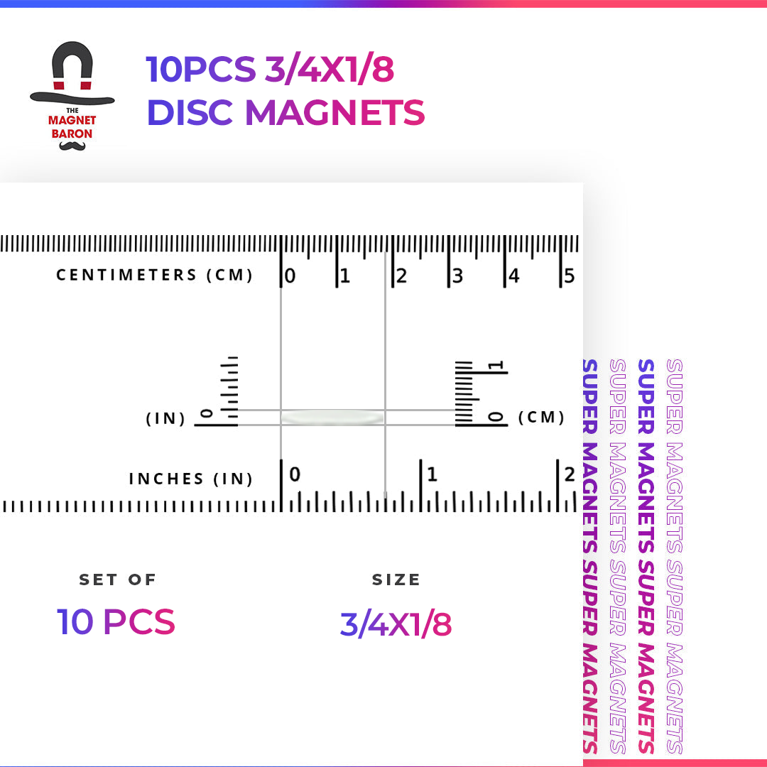 10pcs 3/4" x 1/8" Disc Magnets