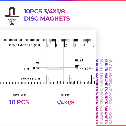 10pcs 3/4" x 1/8" Disc Magnets