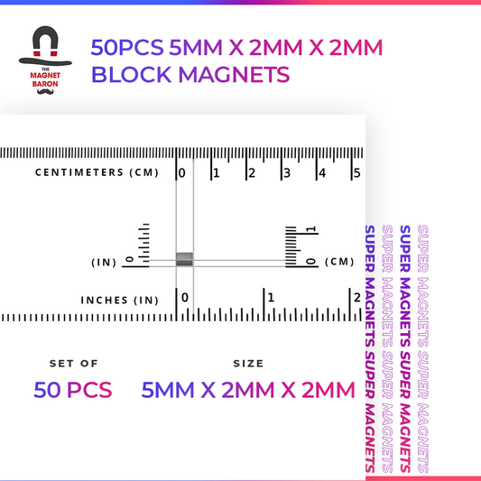 50pcs 5mm x 2mm x 2mm N52 block magnets neodymium rare earth with nickel copper finish