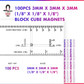100pcs 3mm x 3mm x 3mm N52 neodymium block cube magnets with size ruler