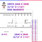 50pcs 5mm x 2mm N52 diametrically magnetized disc magnets with size ruler