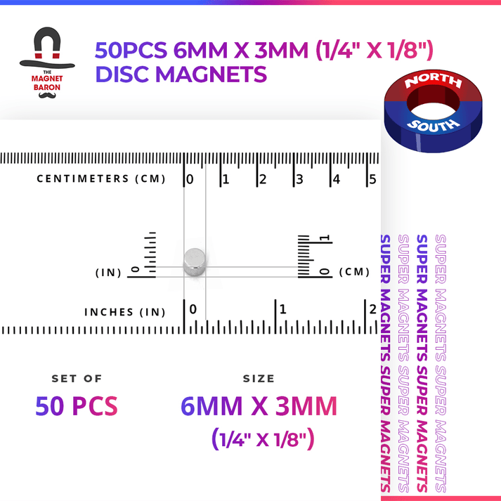 Magnet Dim 50pcs 6×3mm Diametric Discs — Self-Align N52 – Magnet Baron