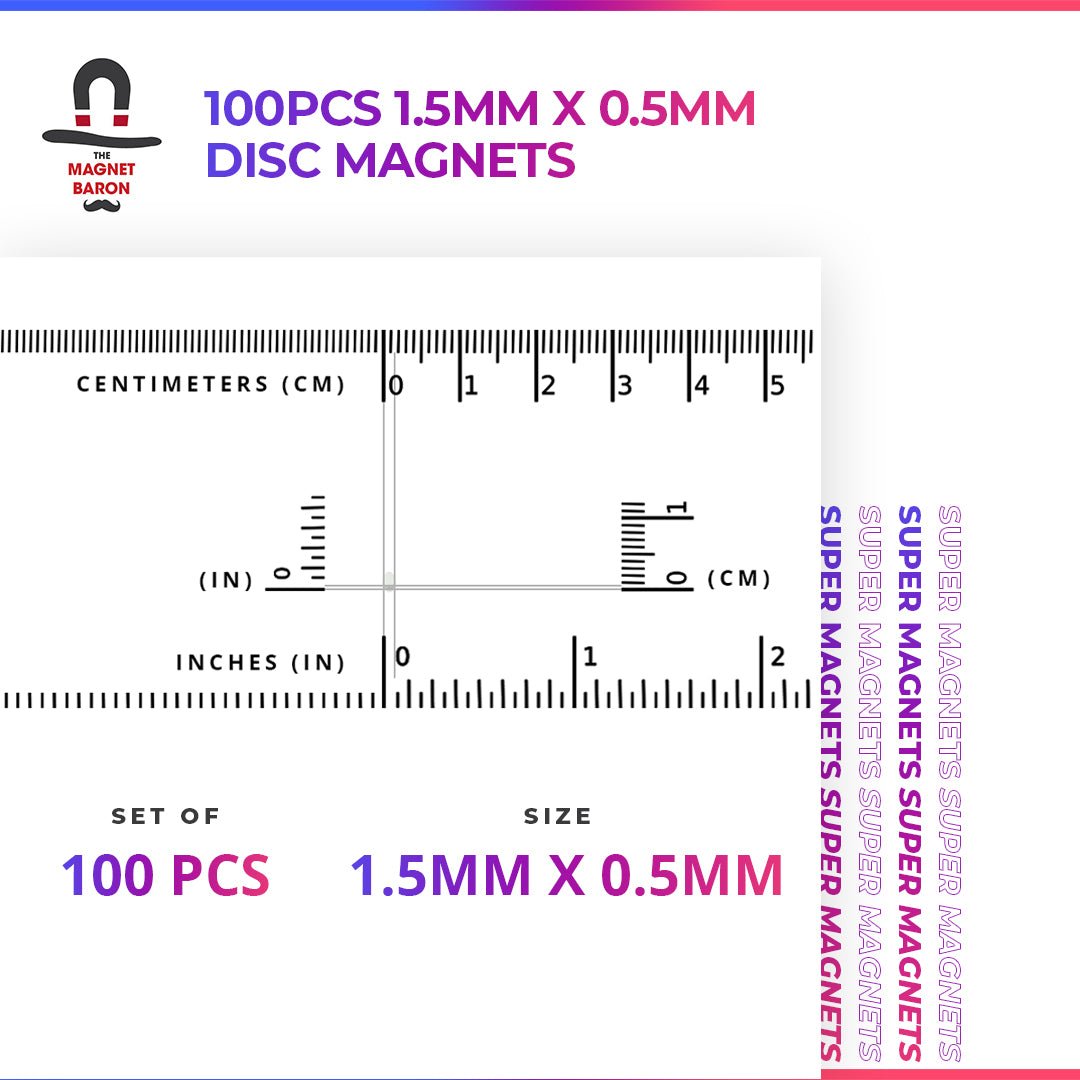 100pcs 1.5mm x 0.5mm Disc Magnets - Magnet Baron
