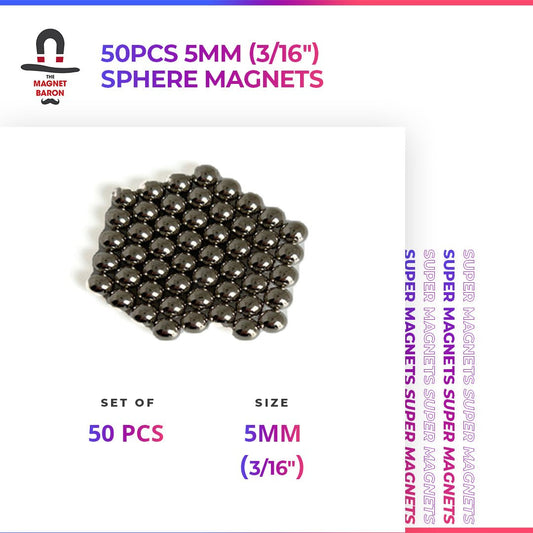 50pcs 5mm (Approximately 3/16") Sphere Magnets N52 - Magnet Baron
