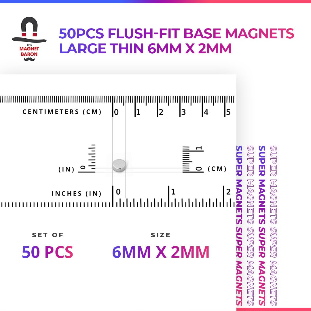 50pcs Flush - Fit Base Magnets - Magnet Baron