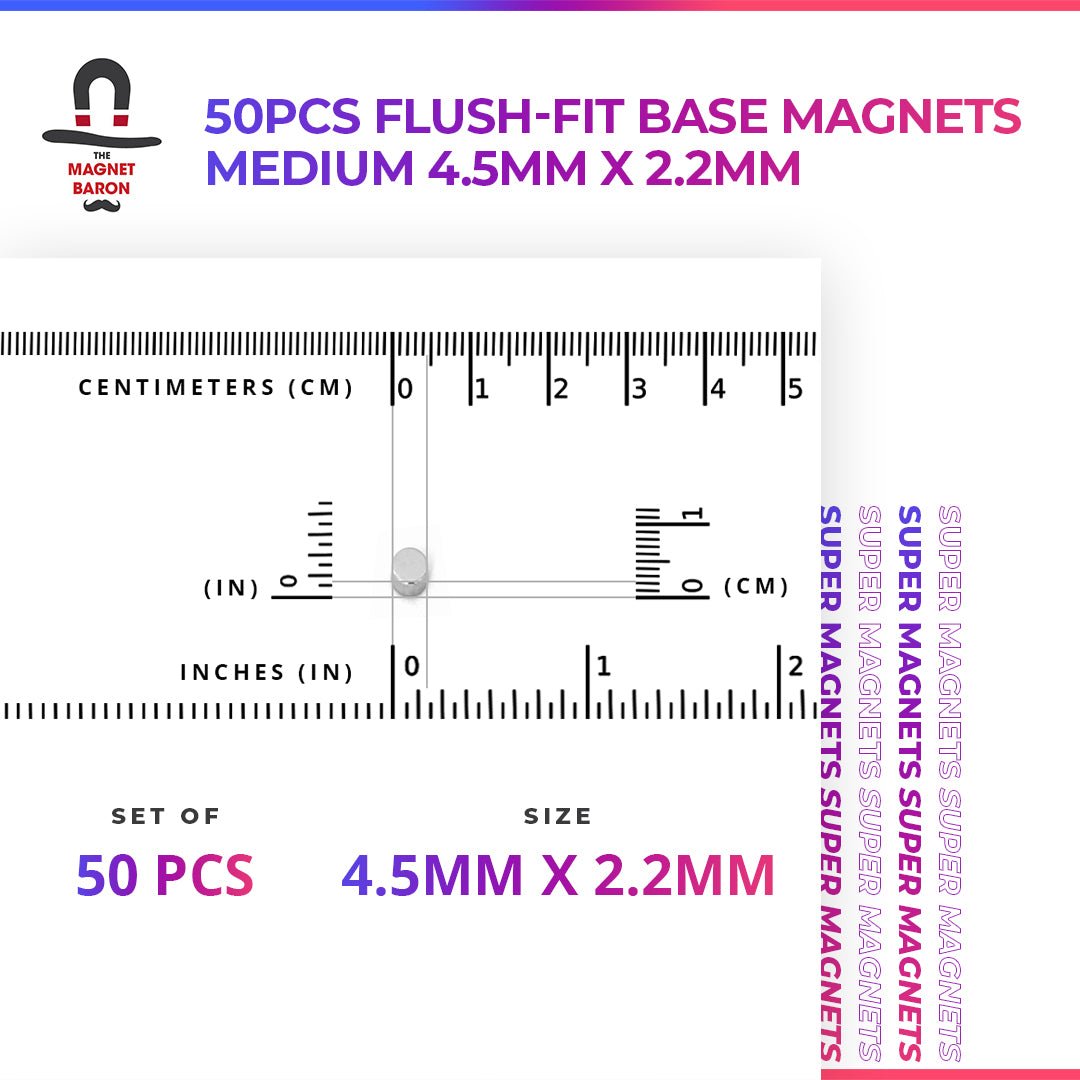 50pcs Flush - Fit Base Magnets - Magnet Baron