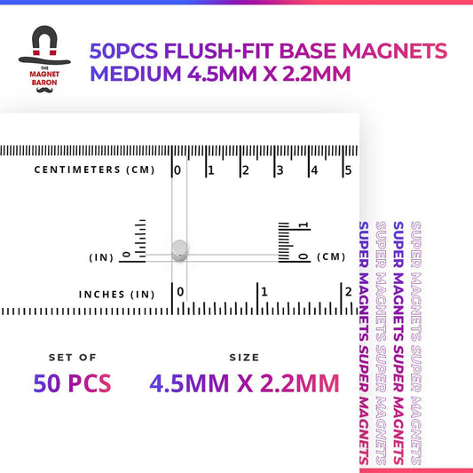 50pcs Flush - Fit Base Magnets - Magnet Baron