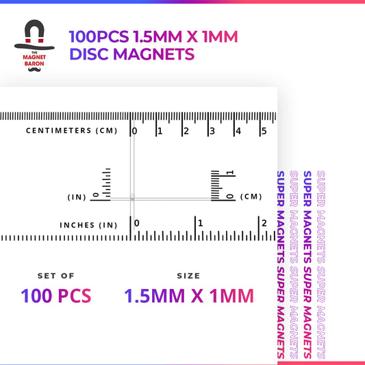 100pcs 1.5mm x 1mm Disc Magnets