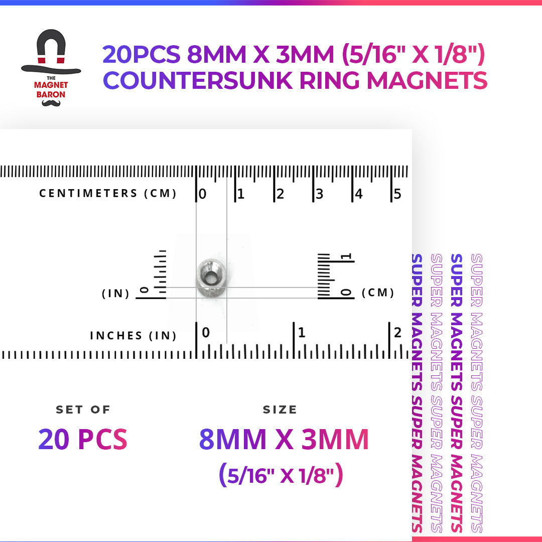 N35 Neodymium magnet countersunk ring : 12mm OD x 8mm large ID x